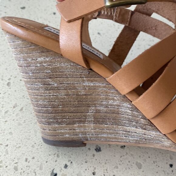 Steve Madden Venis Natural Leather Strappy Wedge Sandals Women’s Size 7.5 - Picture 13 of 13